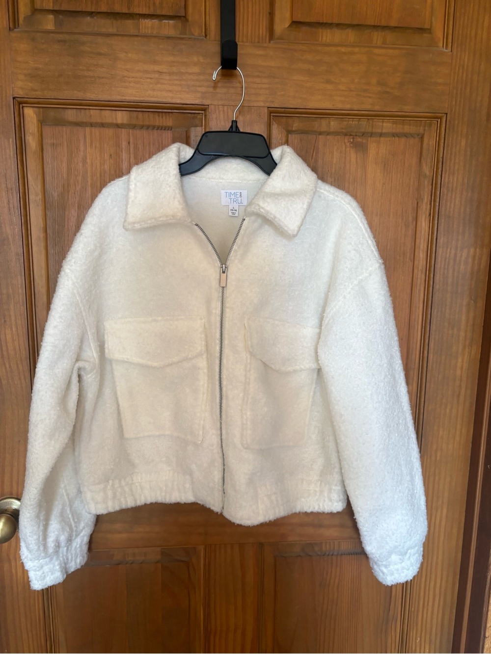 TIME & TRU Cream Faux Shearling Zip Jacket